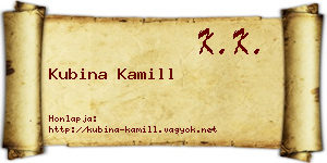 Kubina Kamill névjegykártya